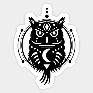 Owl Geometric Tribal Black Sticker